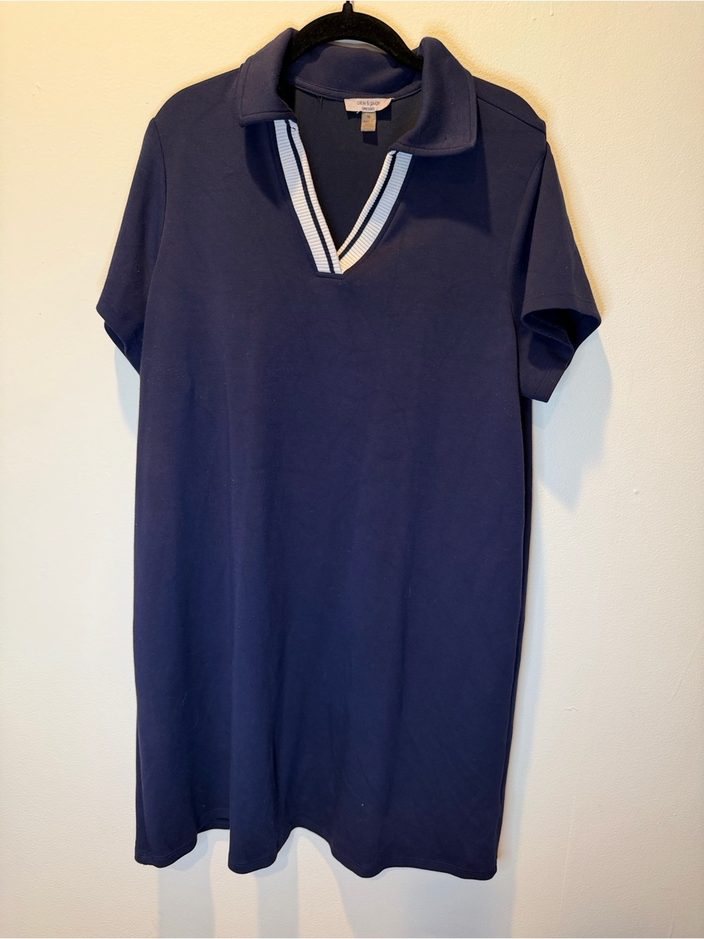 Cable & Gauge Navy Polo Dress with White Trim